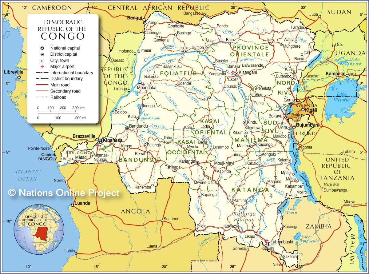ನಕ್ಷೆ ಕಾಂಗೋ ಪ್ರಜಾಸತ್ತಾತ್ಮಕ ಗಣರಾಜ್ಯ